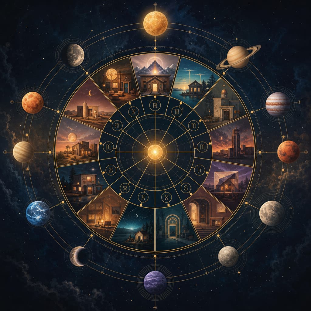 Symbolic Astra artwork for: The houses anchor the planets