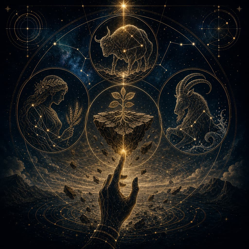 Symbolic Astra artwork for: Earth signs move by contact
