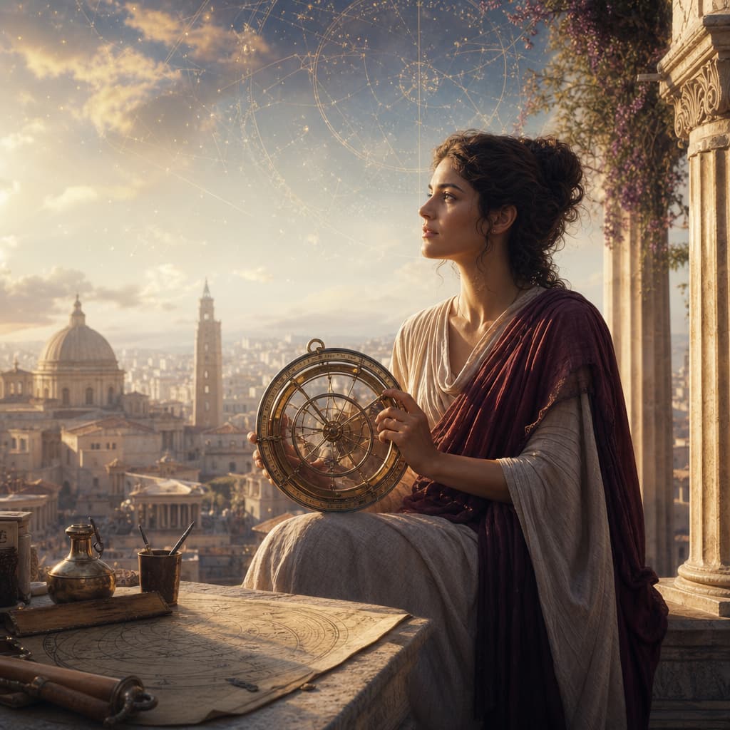 Symbolic Astra artwork for: Hypatia: Mind as a lamp in a dangerous city
